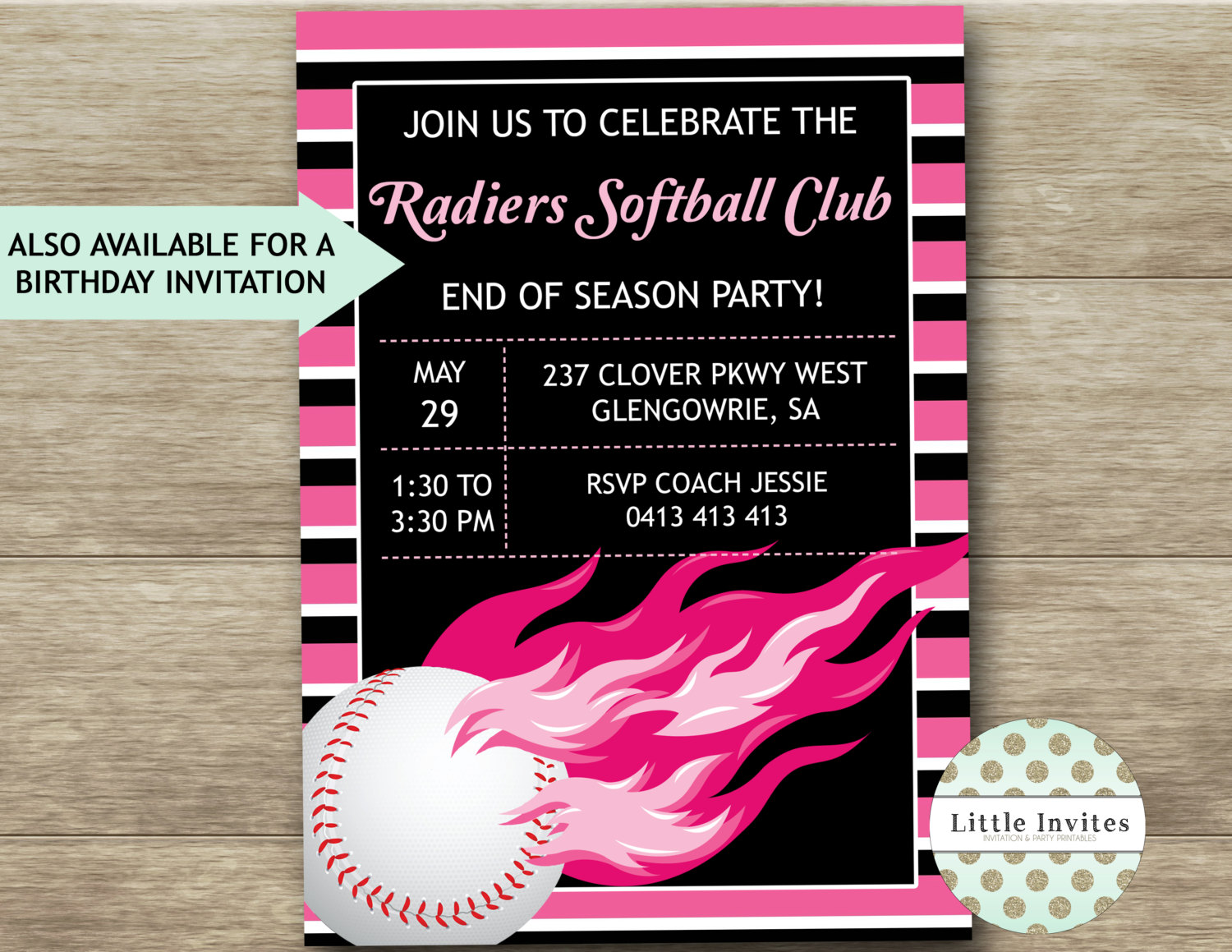 Softball Birthday Invitations Softball Party