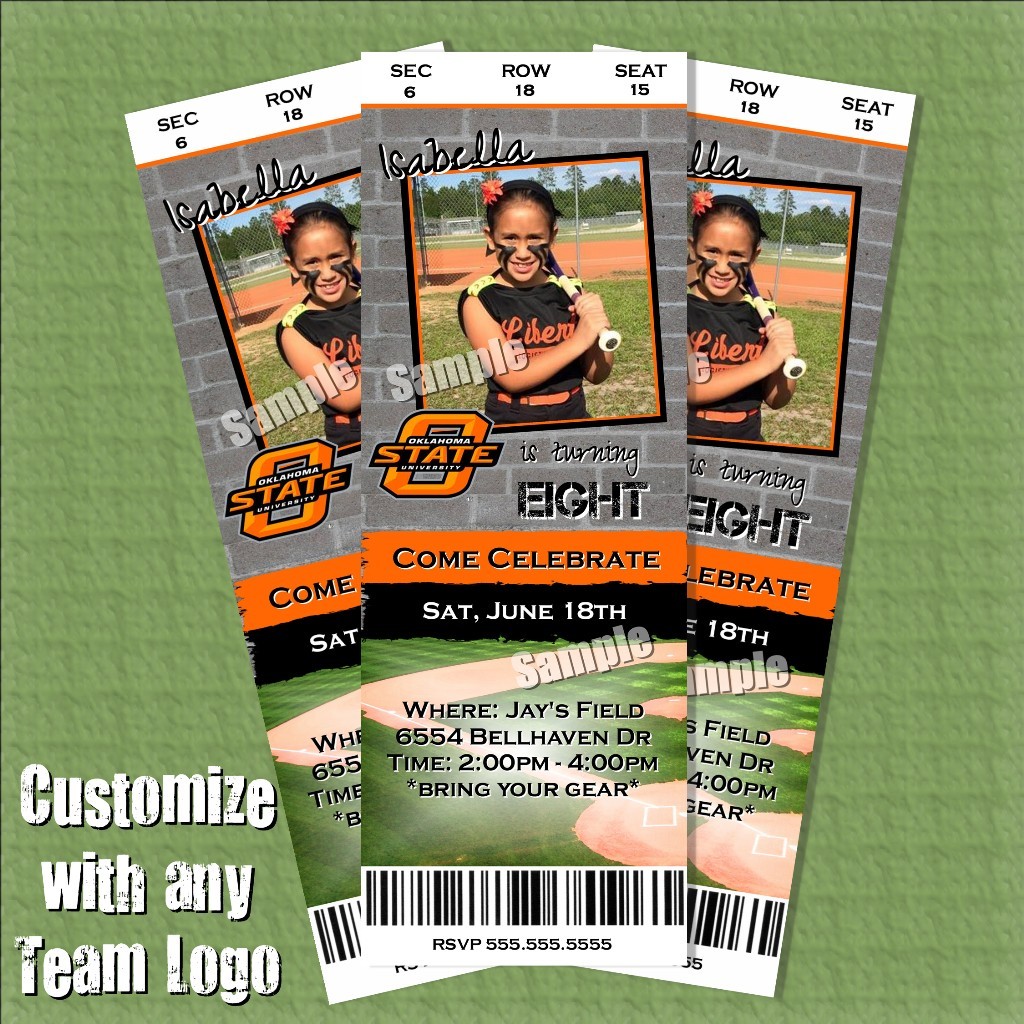 Softball Invitation, Birthday Invitation, Softball Invite, Batter