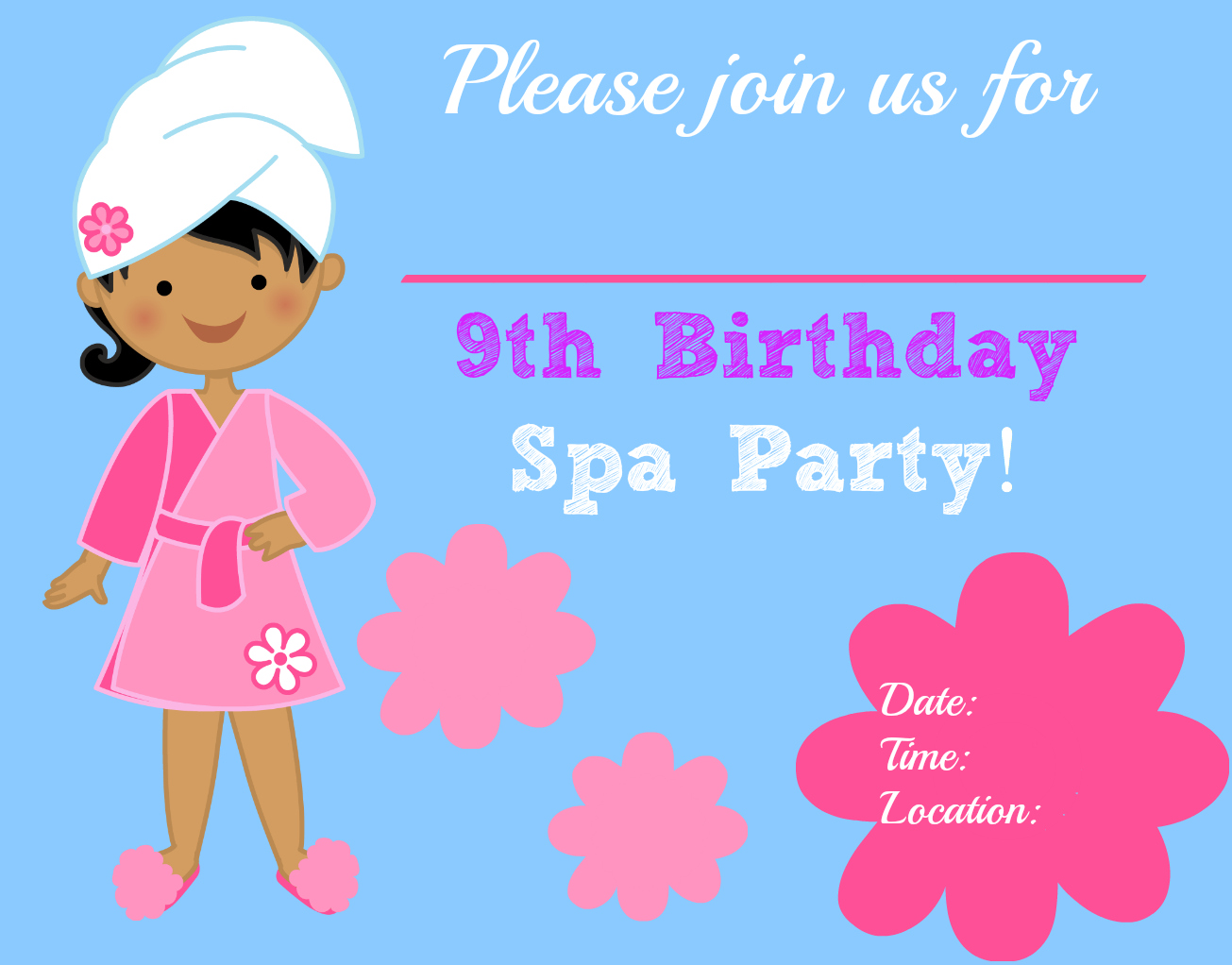 Spa Birthday Party Invitations