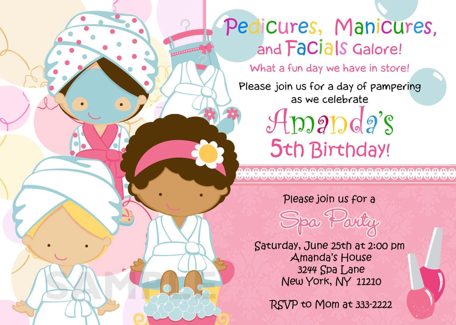 Spa Birthday Party Invitations