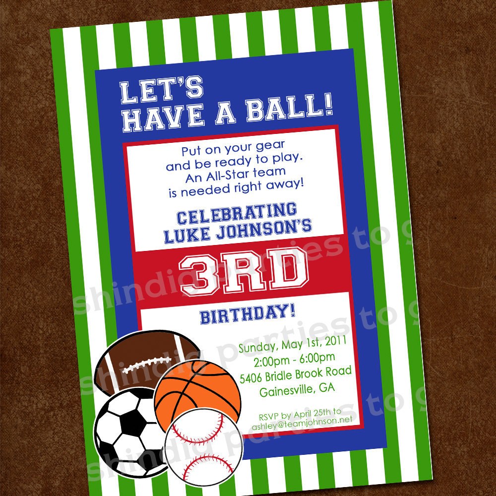 Sports Birthday Invitation Sports Party By Amandaspartiestogo