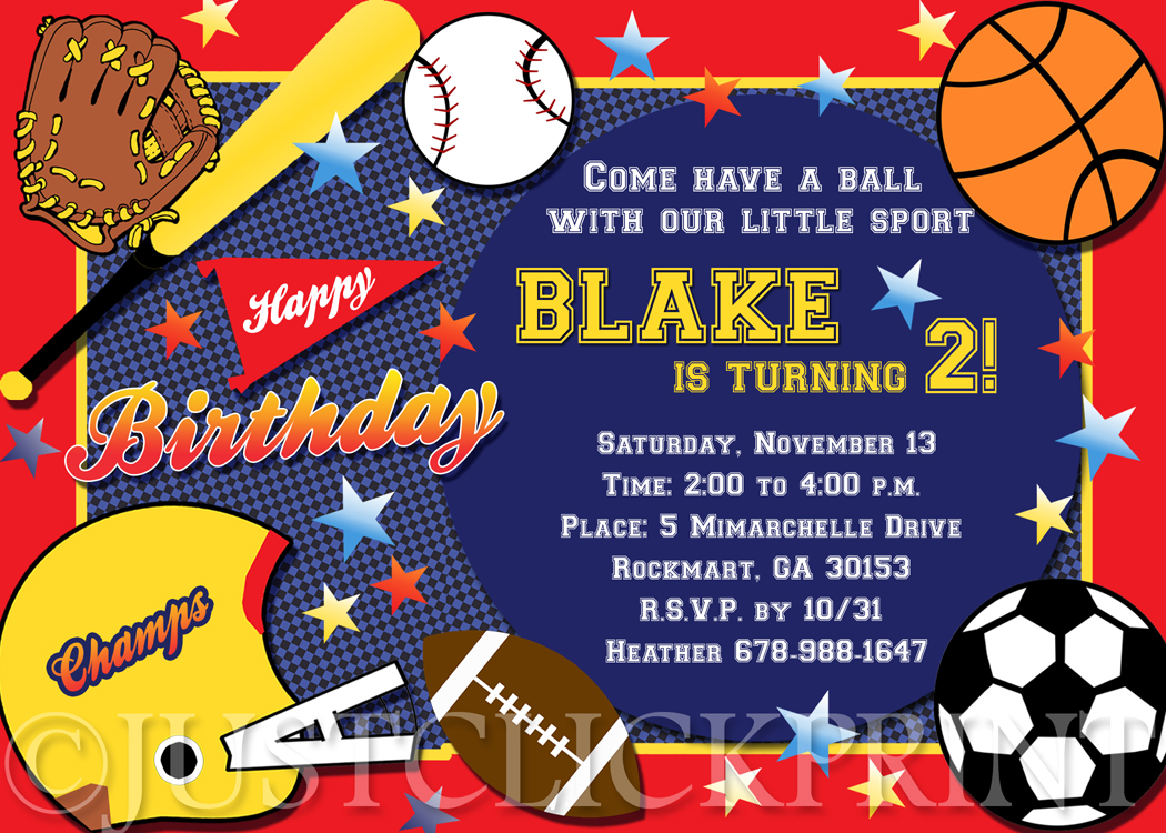 Sports Birthday Party Invitations