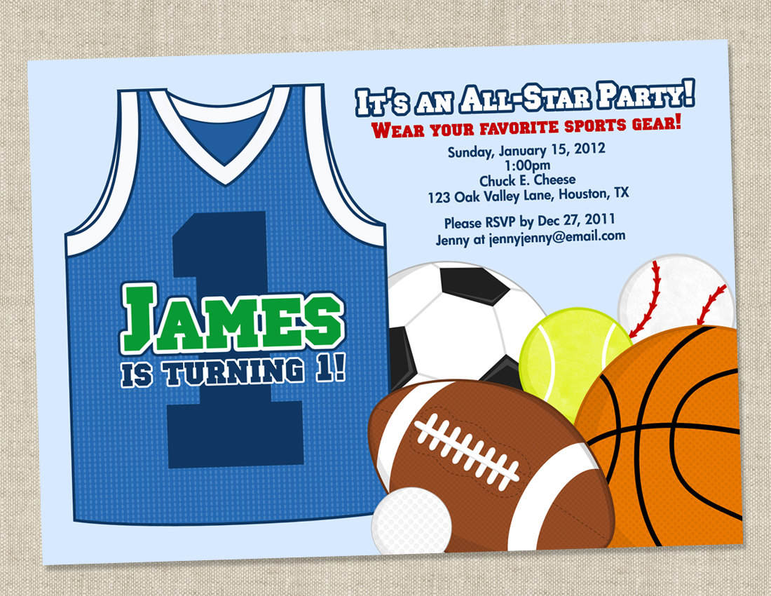 Sports Themed Birthday Party Invitations