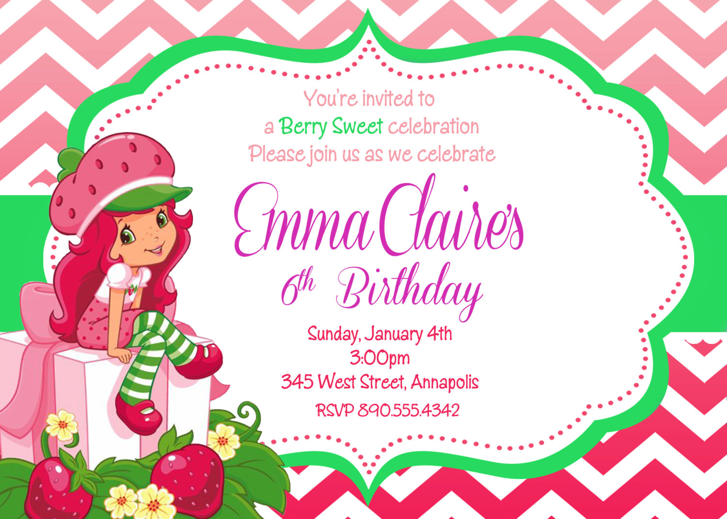 Strawberry Shortcake Birthday Invitations