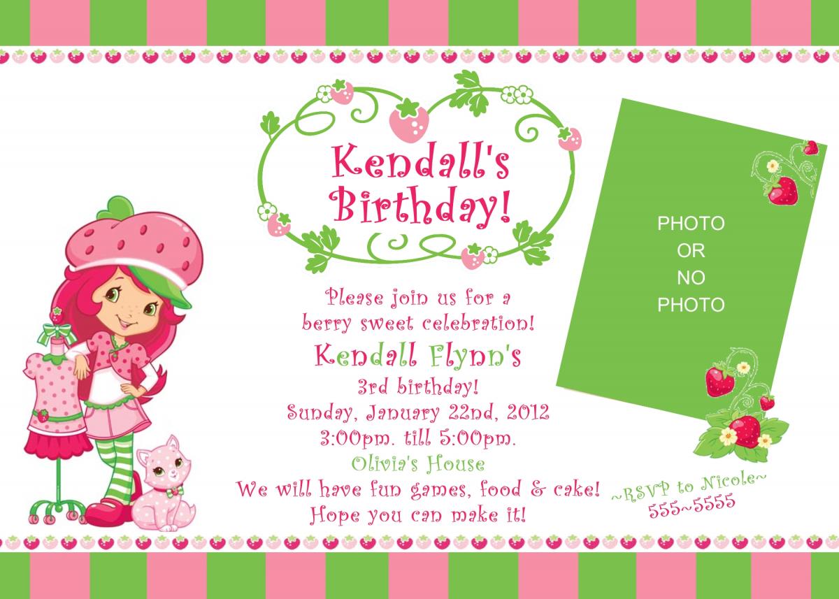 Strawberry Shortcake Birthday Party Invitations