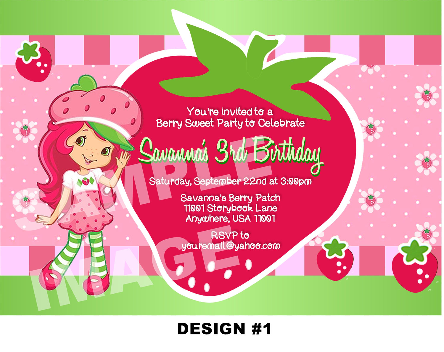 Strawberry Shortcake Birthday Party Invitations