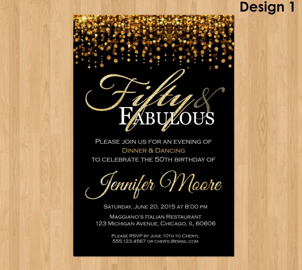 Stunning 50th Birthday Party Invitations For Her  50 Year Old