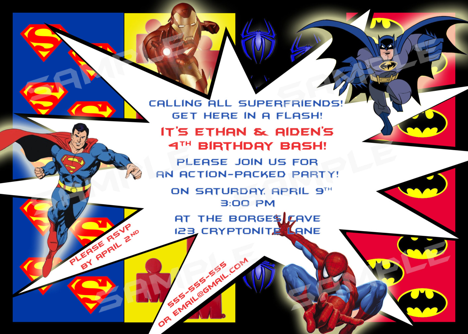 Superhero Birthday Party Invitation Elegant Superhero Birthday