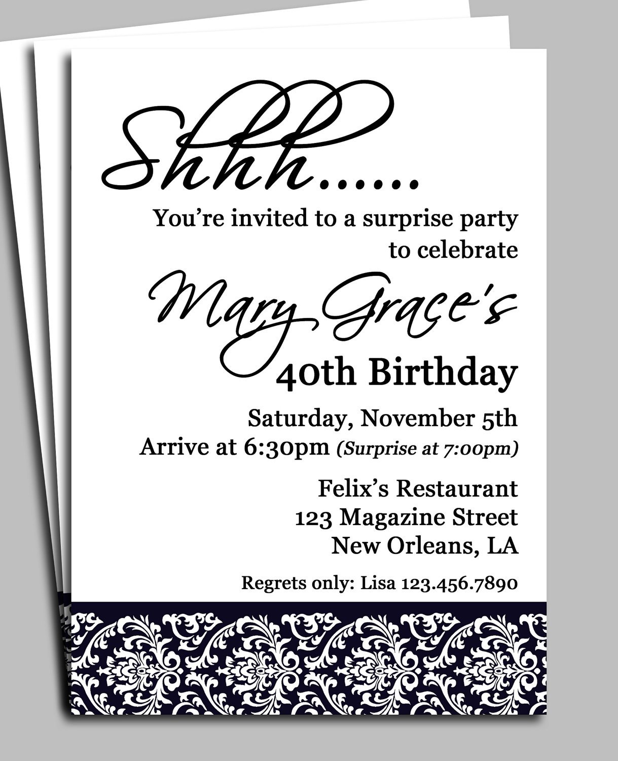 Surprise 50th Birthday Party Invitations Templates