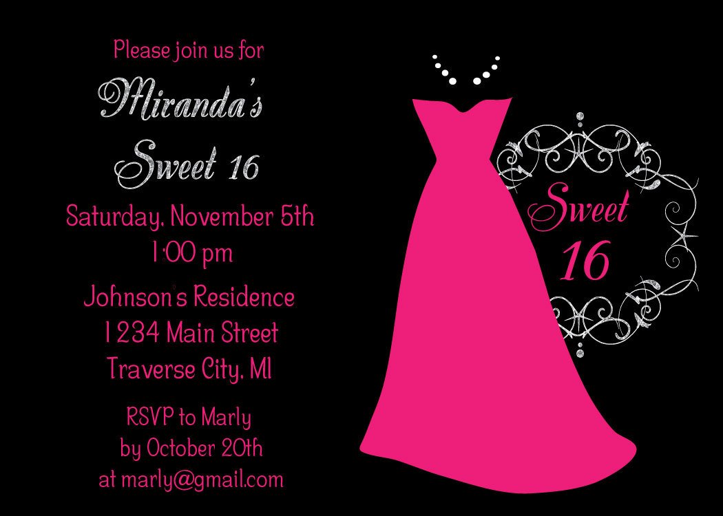 Sweet 16 Party Invitations Templates Sample Sweet 16 Party