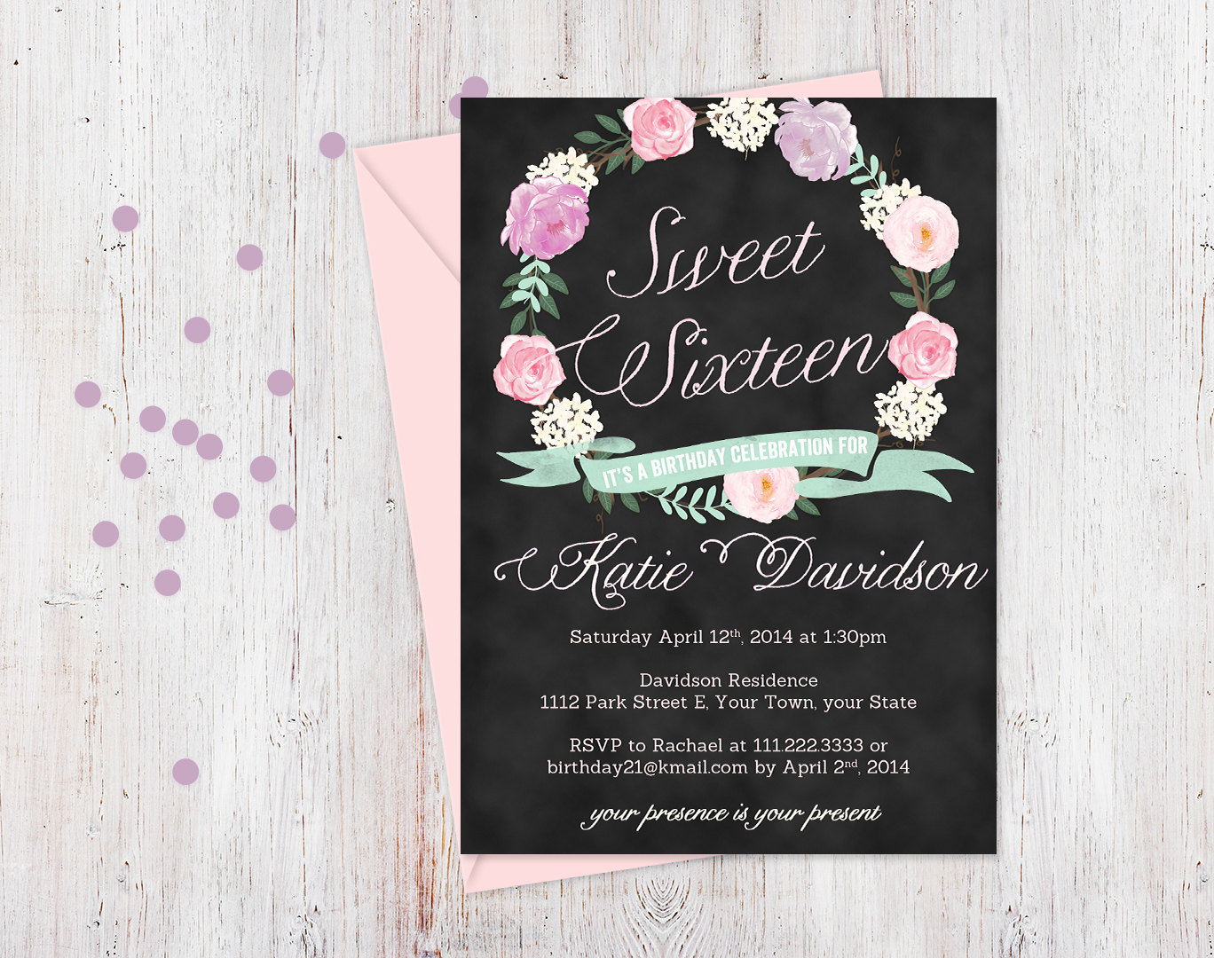 Sweet Dress 16th Birthday Invitations Wording Templates  Birthday