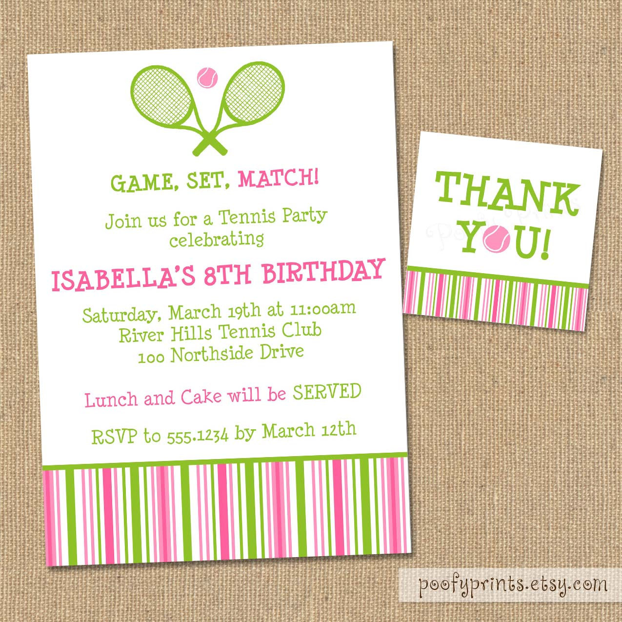 Tennis Birthday Party Invitation