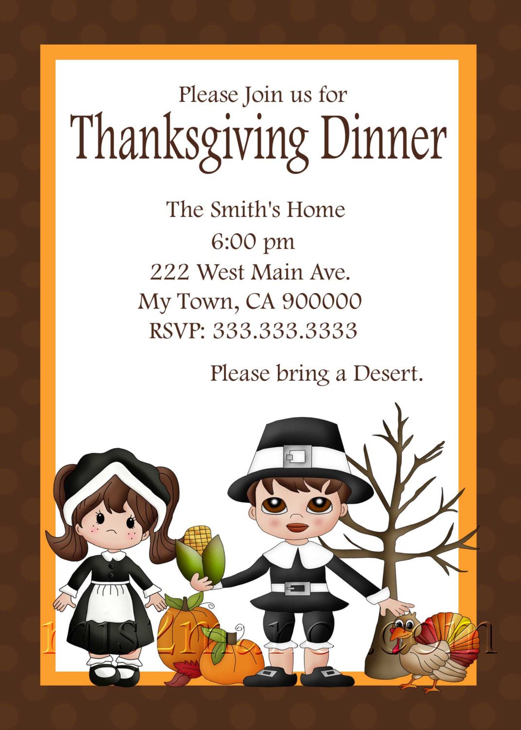 Thanksgiving Dinner Invitation Diy Printable By M2mpartydesigns