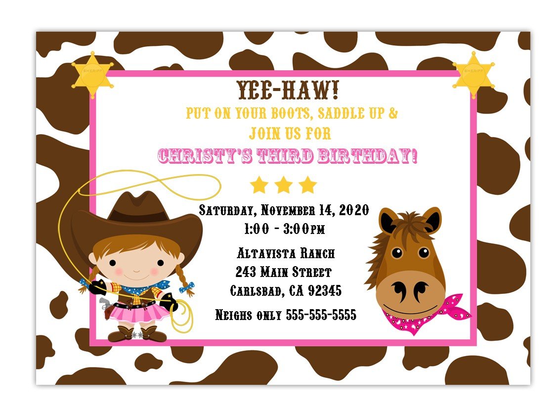 Top 14 Cowgirl Birthday Party Invitations
