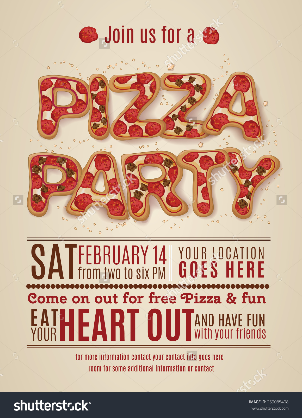 Vector Pizza Party Flyer Invitation Template Stock Vector