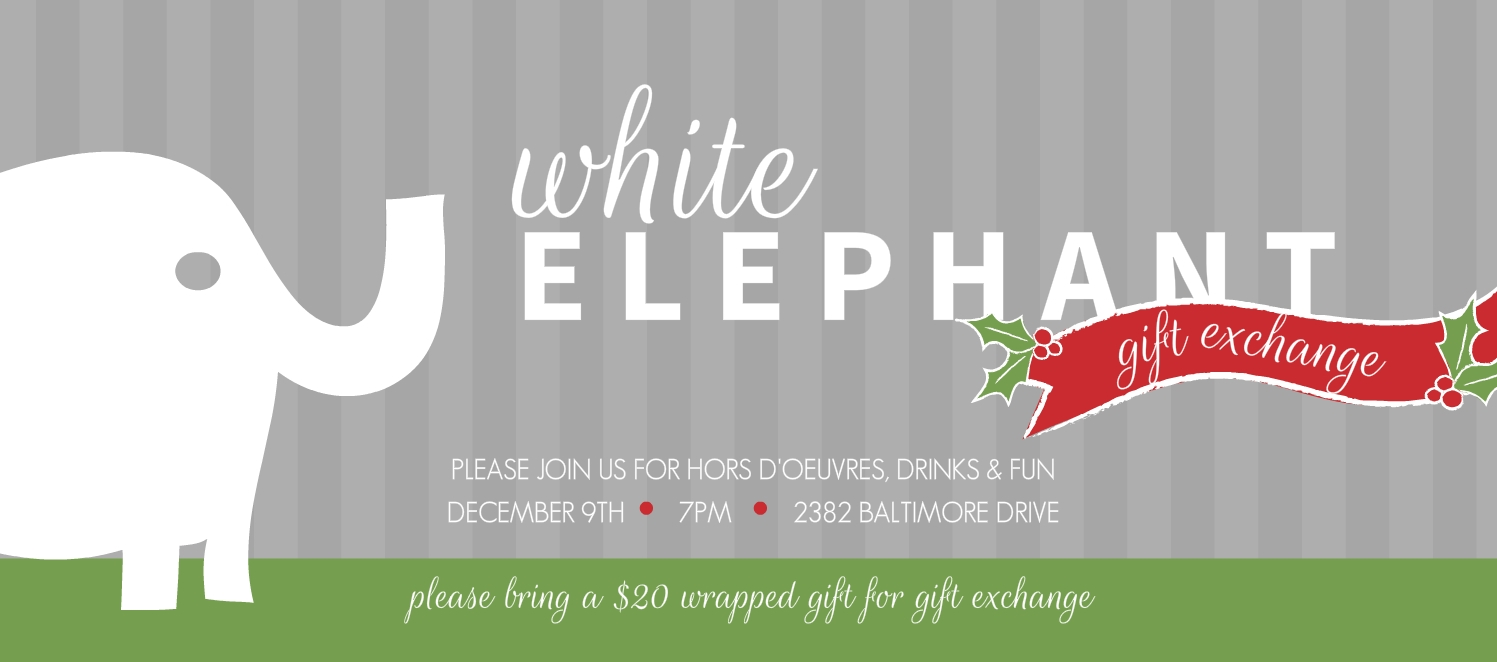 White Elephant Christmas Party Invitations Best White Elephant