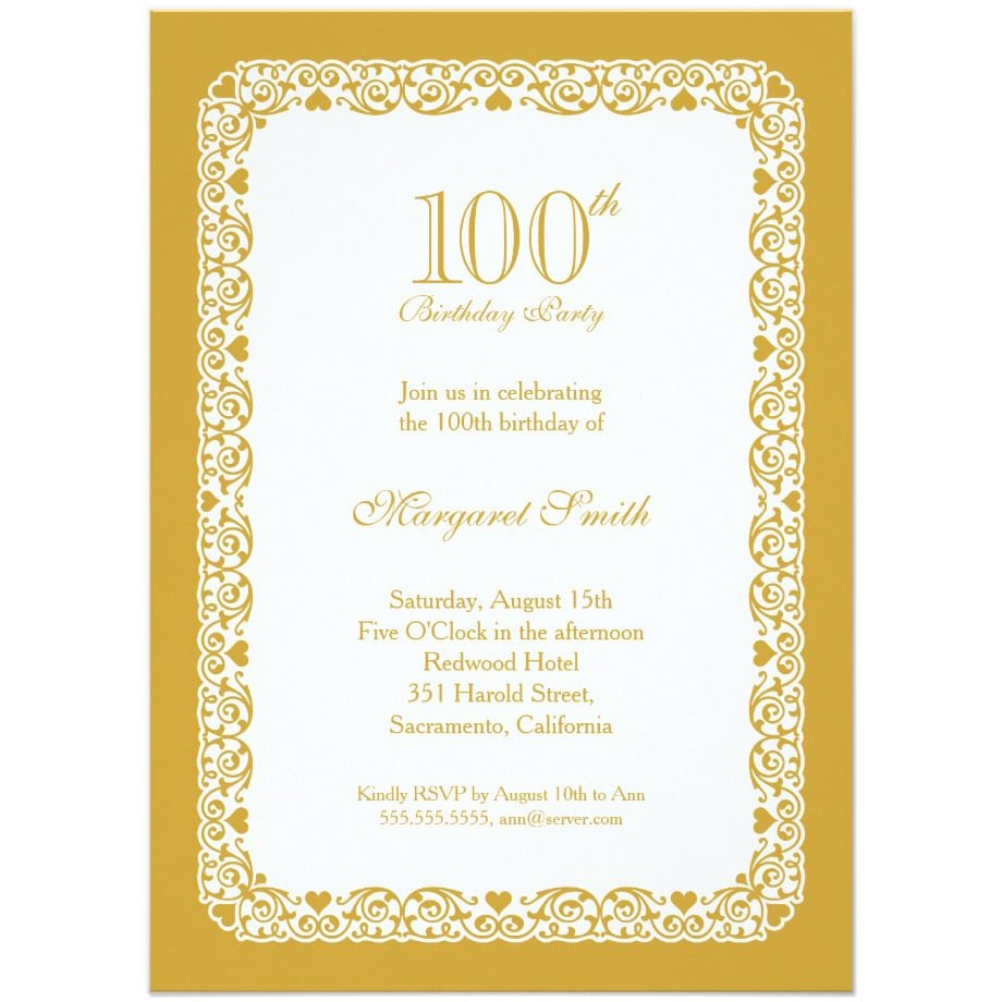 100th Birthday Invitations Archives