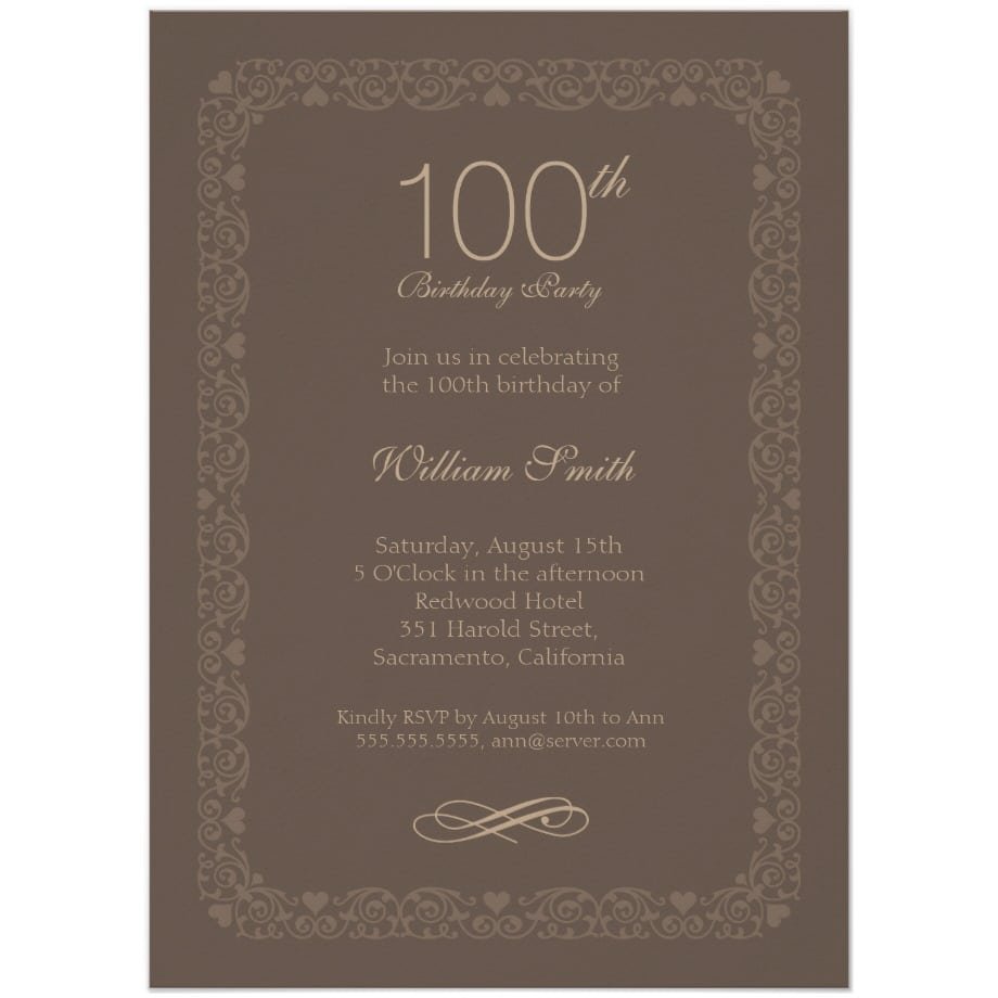 100th Birthday Invitations Archives