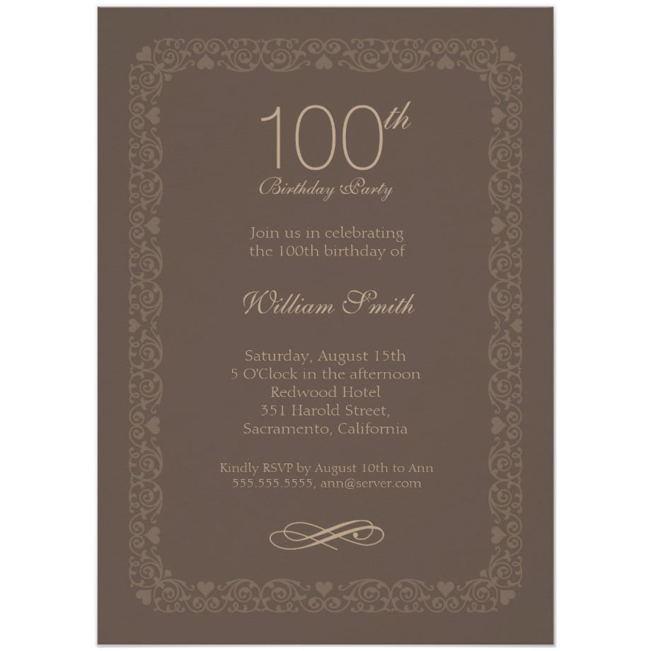 100th Birthday Invitations Archives