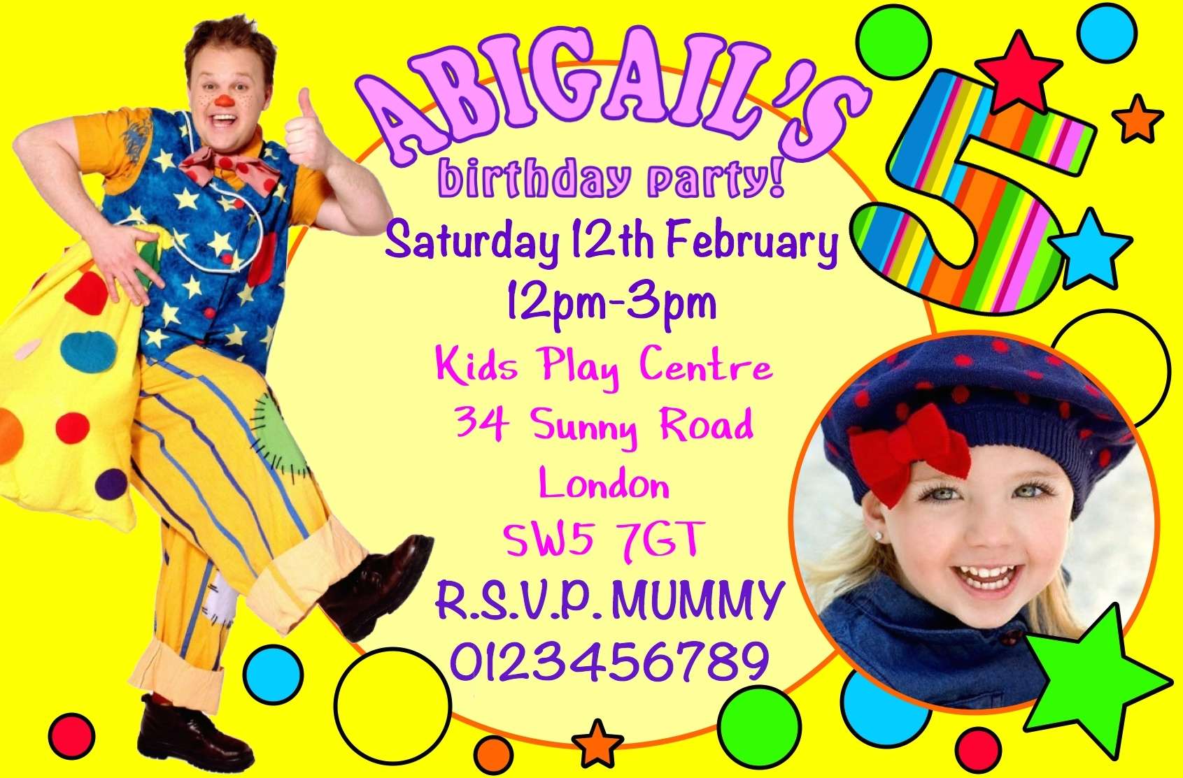 10 Personalised Girls Mr Tumble Birthday Party Invitations