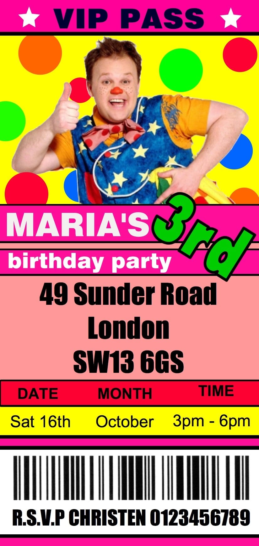 10 Personalised Mr Tumble Birthday Party Invitations Ticket   Vip