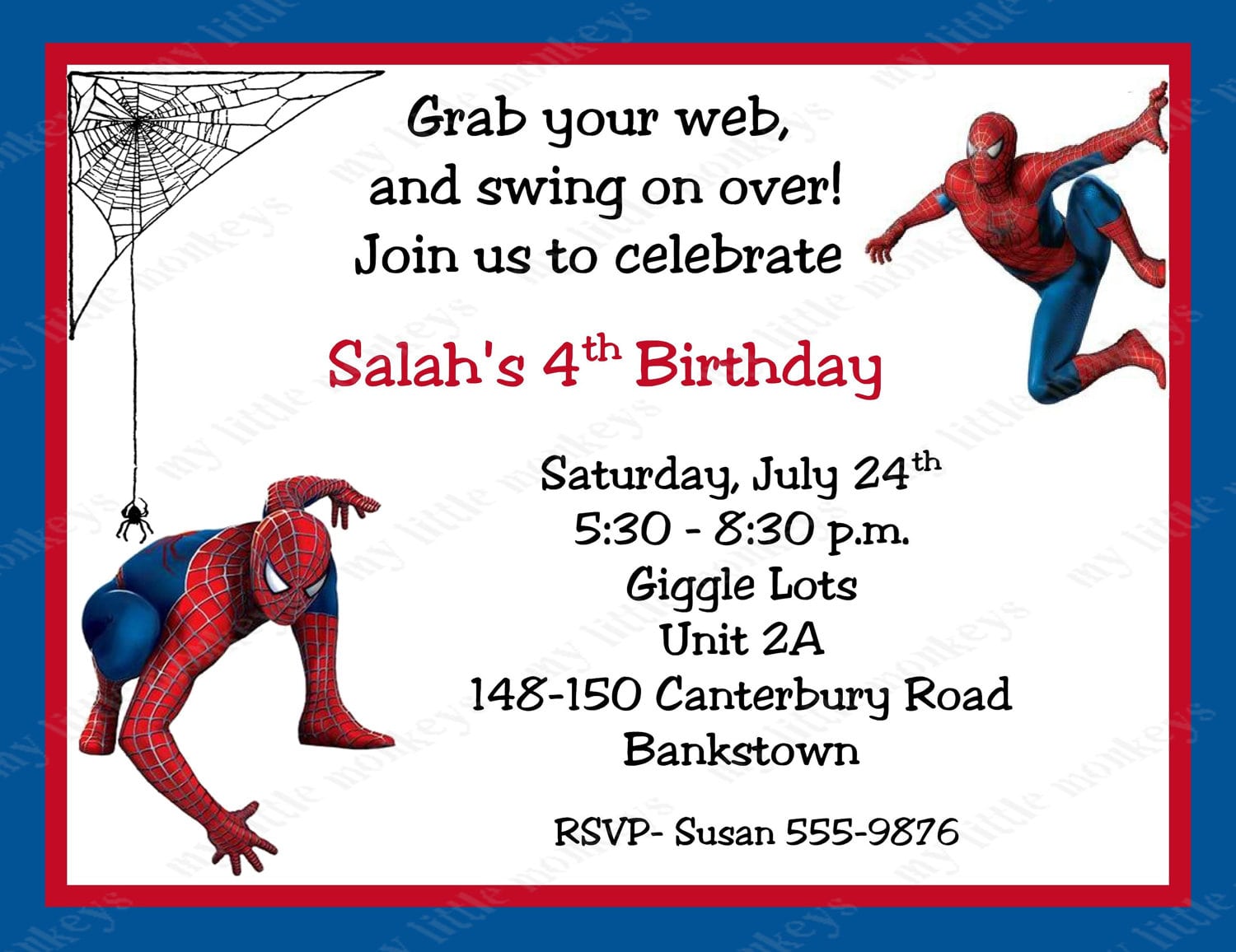 10 Spiderman Birthday Invitations With Envelopes  Free Return