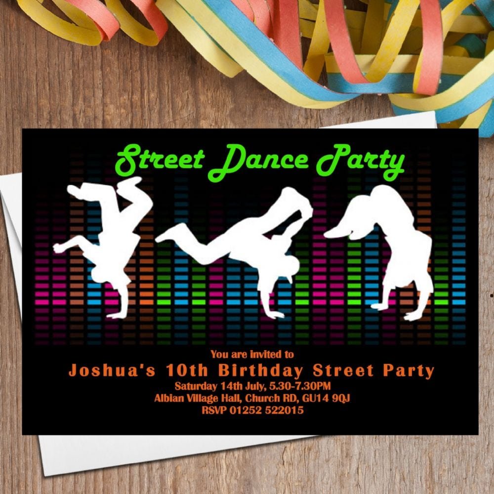 10 Street Dance Party Invitations N104