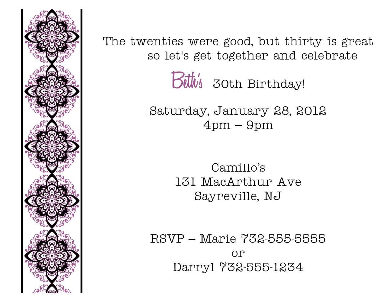 13th Birthday Invitation Wording