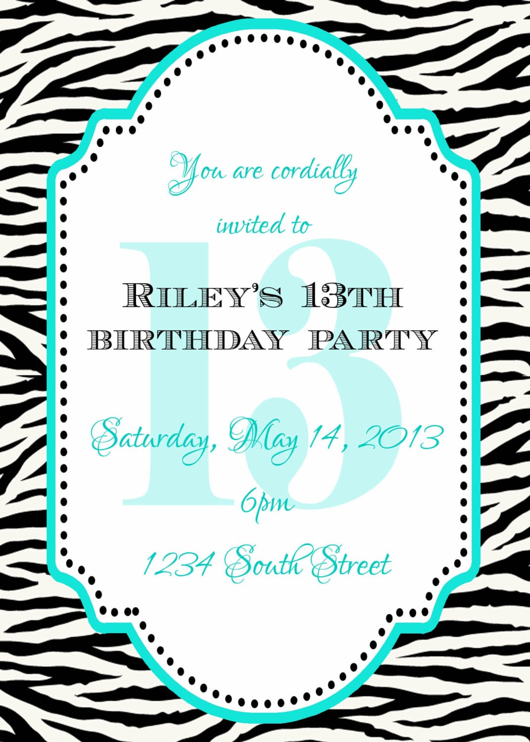 13th Birthday Party Invitation