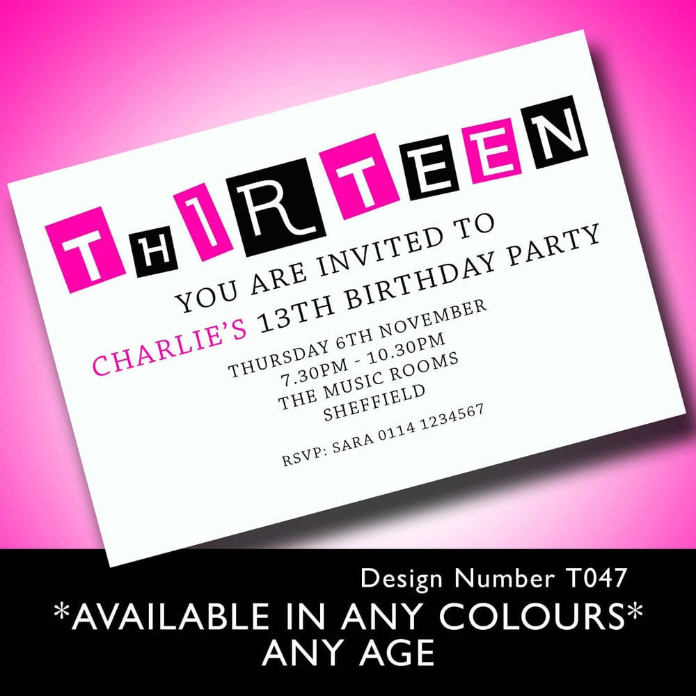 13th Birthday Party Invitation Templates