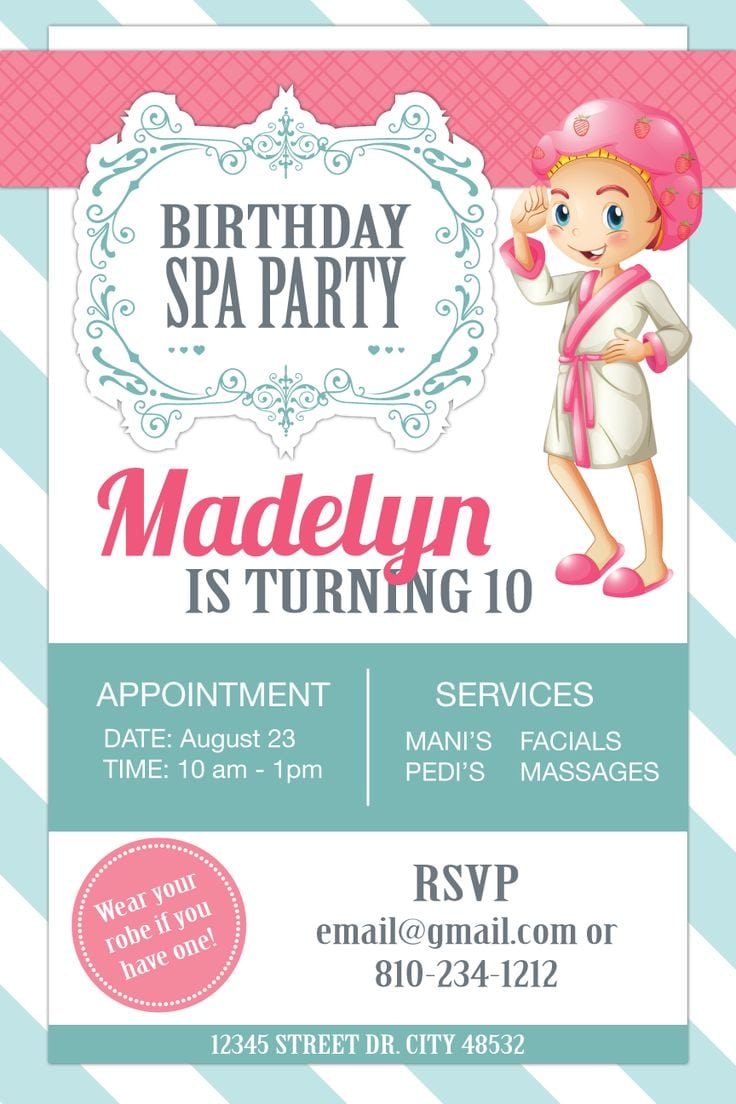 17 Best Ideas About Spa Party Invitations On Pinterest