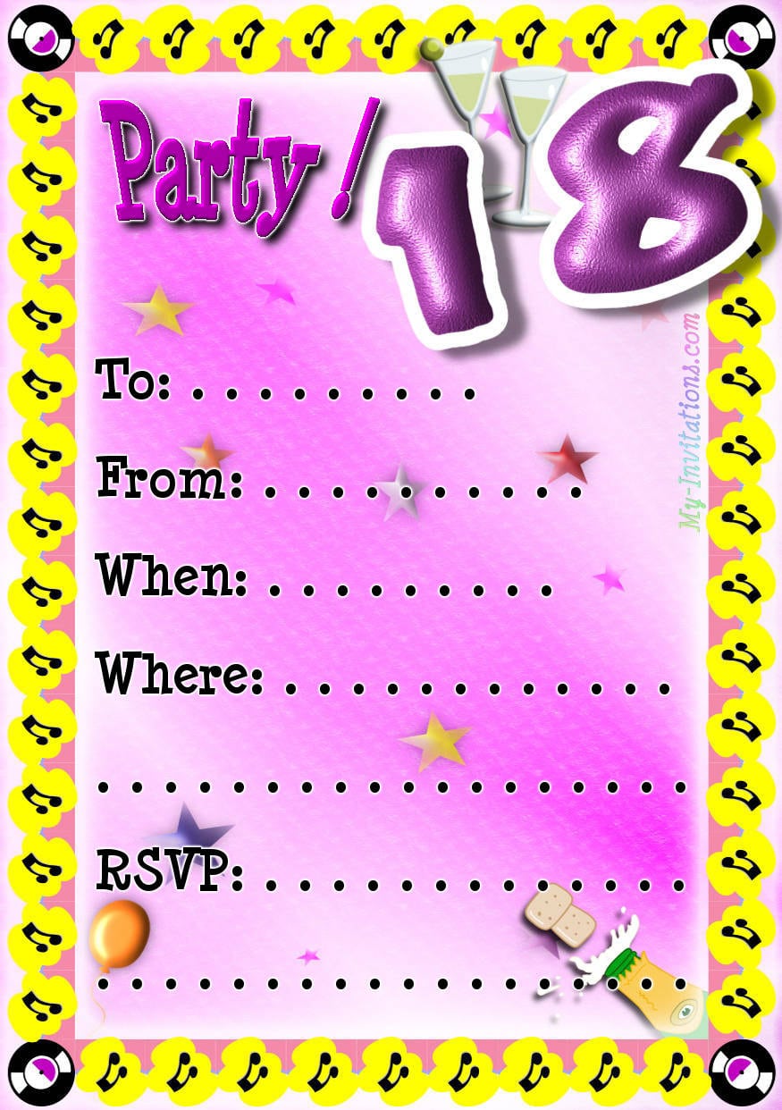 18th Birthday Party Invitations Free Alluring 18th Birthday Party