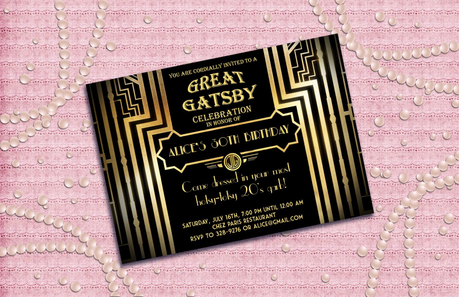 1920s Birthday Party Invitations