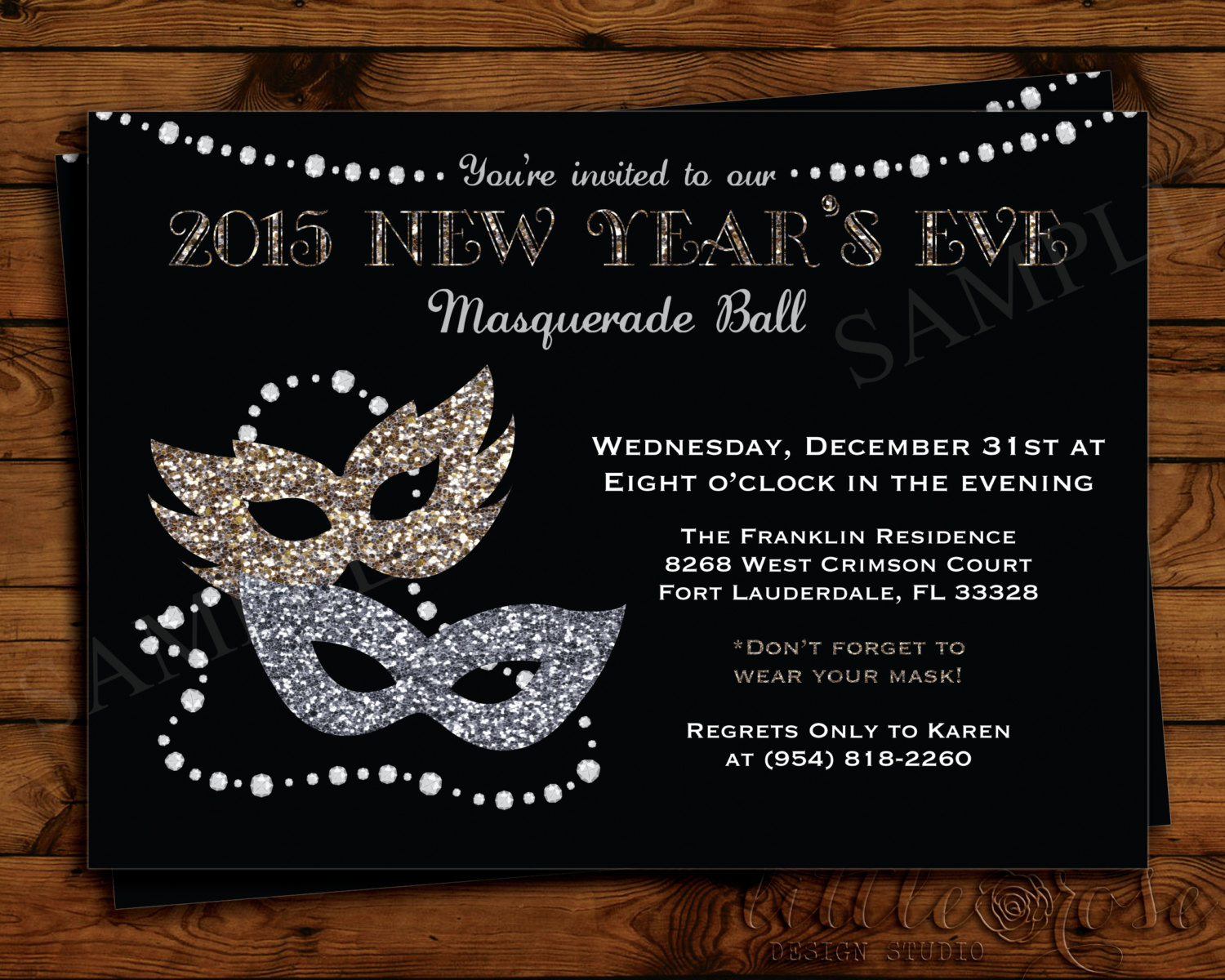 2015 Elegance New Years Eve Party Invitation Design Set With Shiny
