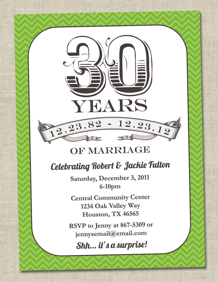 30th Wedding Anniversary Party Invitations