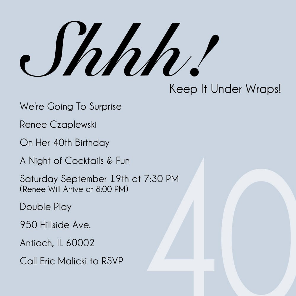 40th Birthday Party Invitation Wording Funny