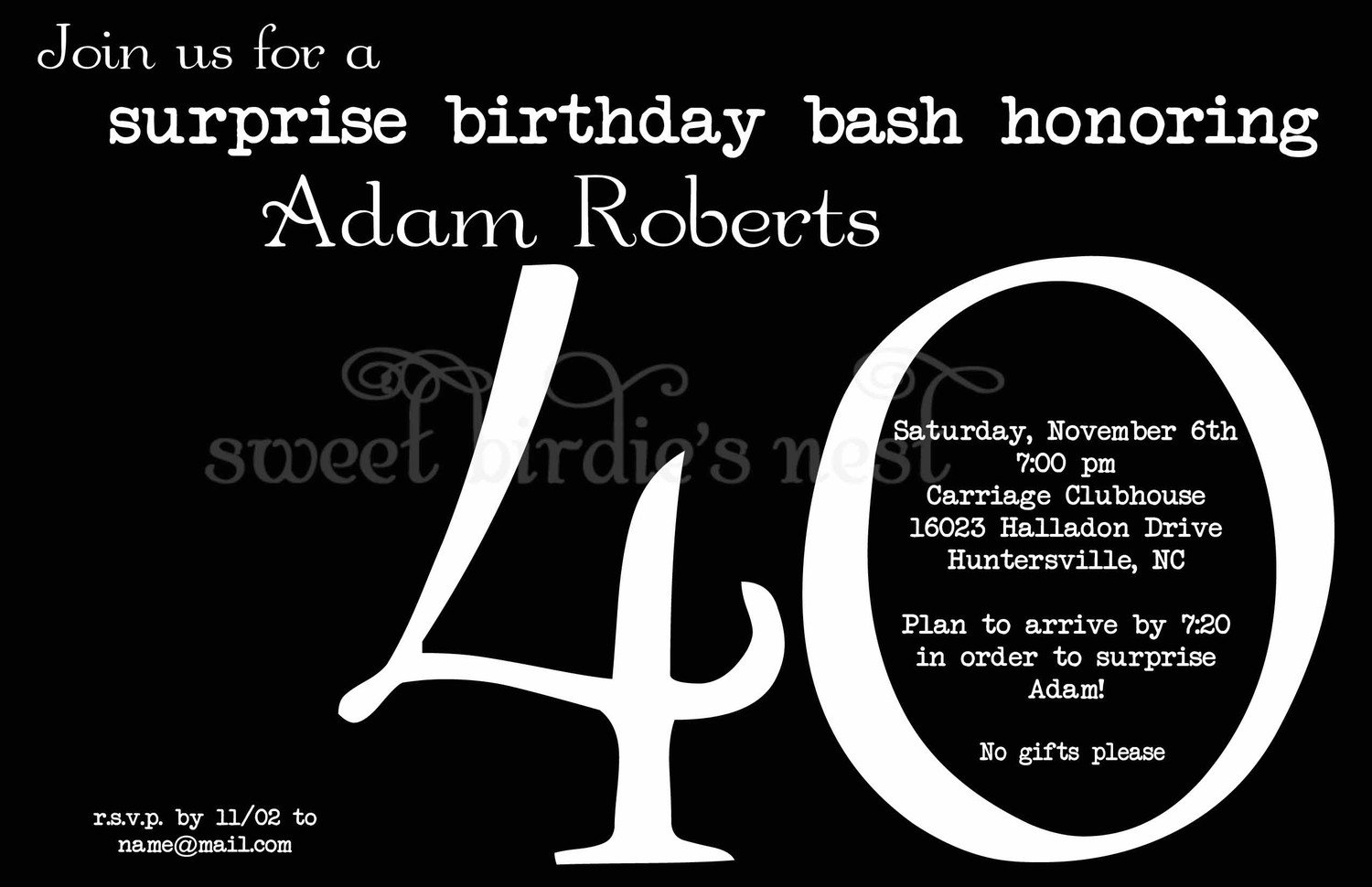 40th Surprise Birthday Party Invitation Templates