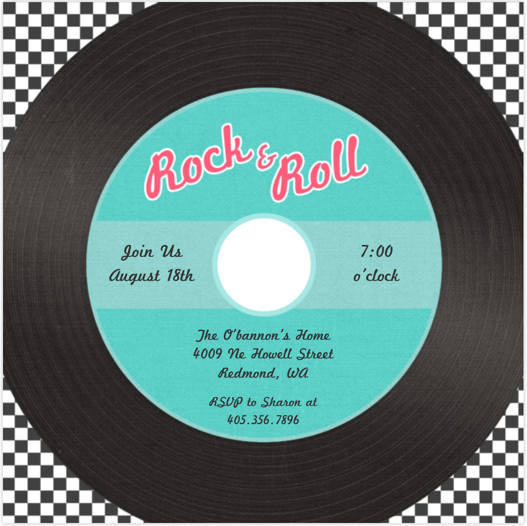 50's Birthday Invitation, Fifties Birthday Invitation, 50's