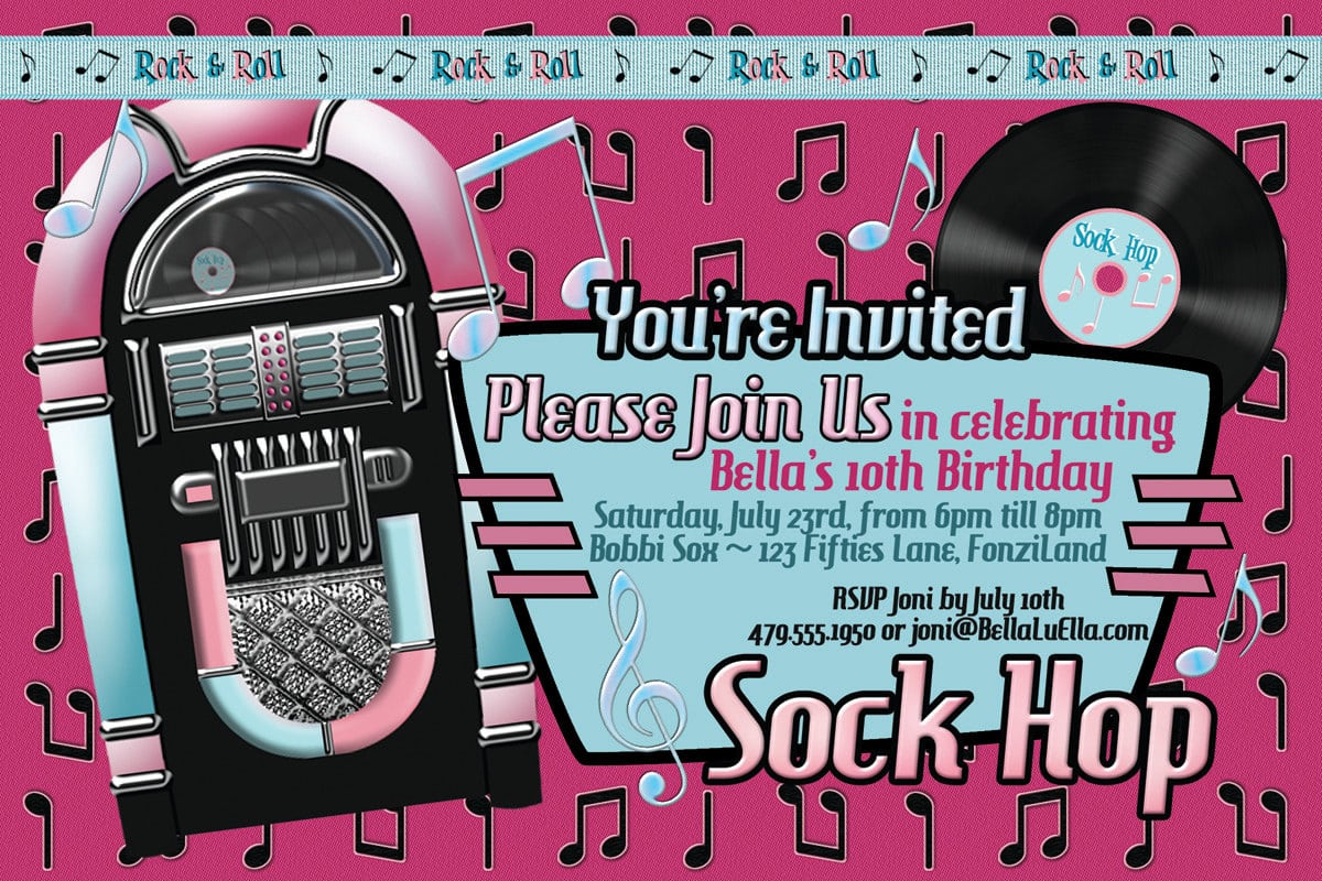 50s Theme Party Invitations