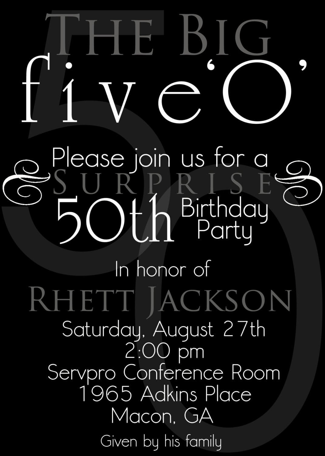50th Birthday Party Invitations Card