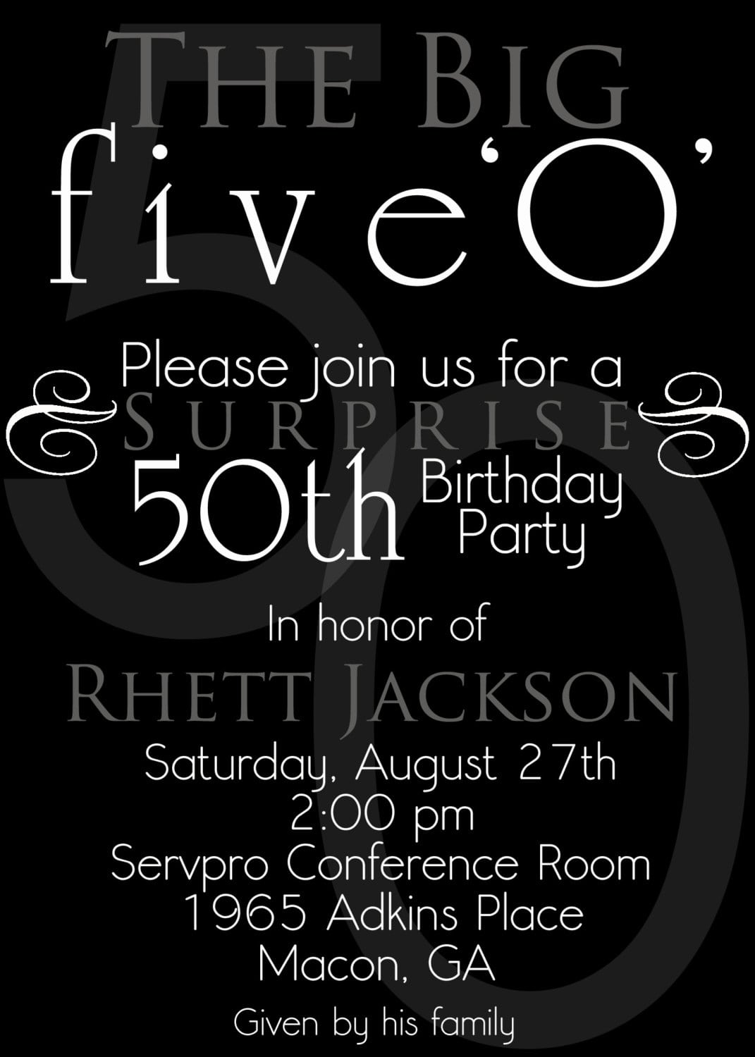 50th Birthday Party Invitations Card