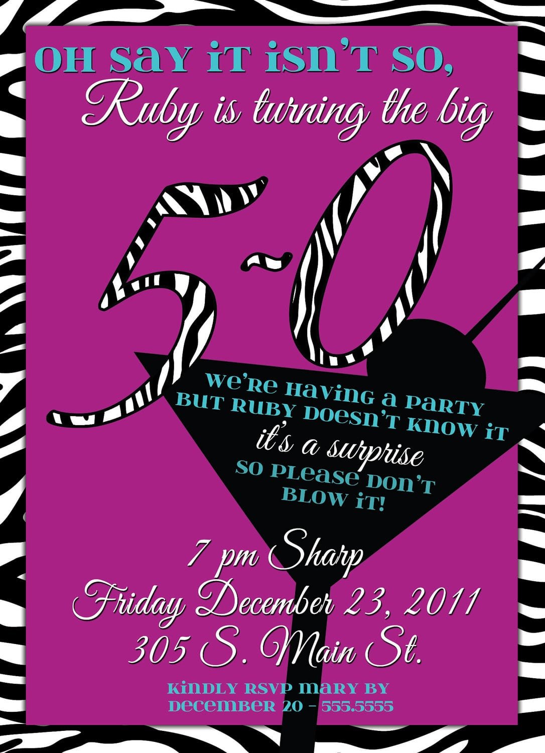 50th Surprise Party Invitations