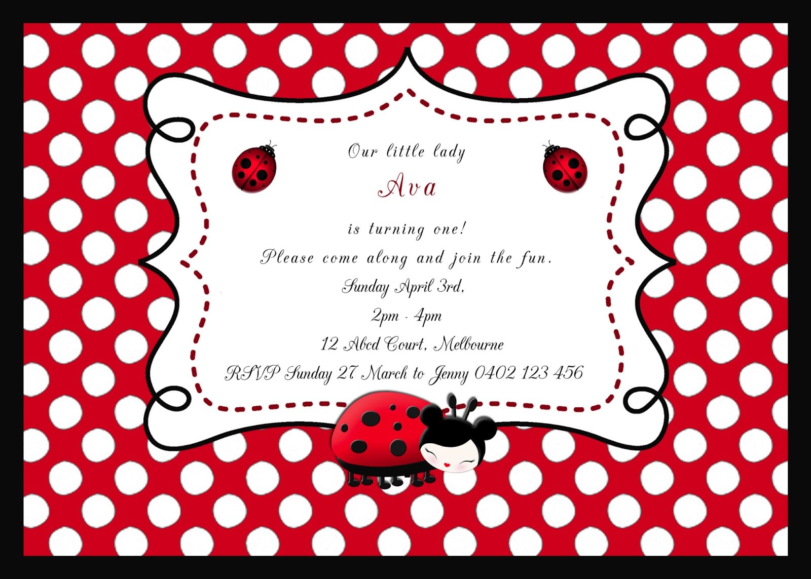 5 Stunning Ladybug Party Invitation Template