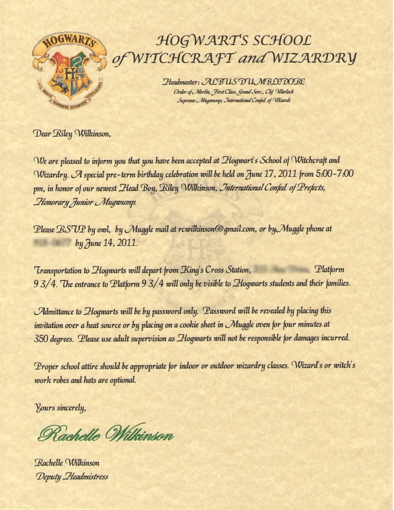 Harry Potter Party Invitation