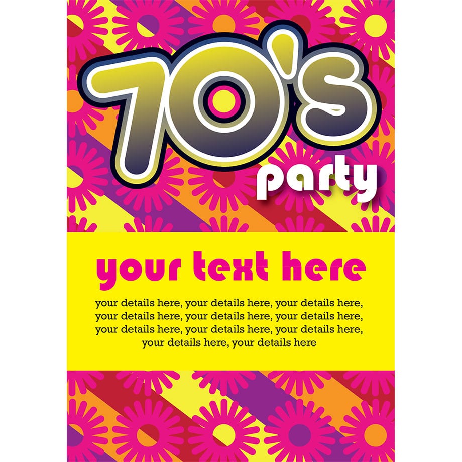 70s Birthday Party Invitations