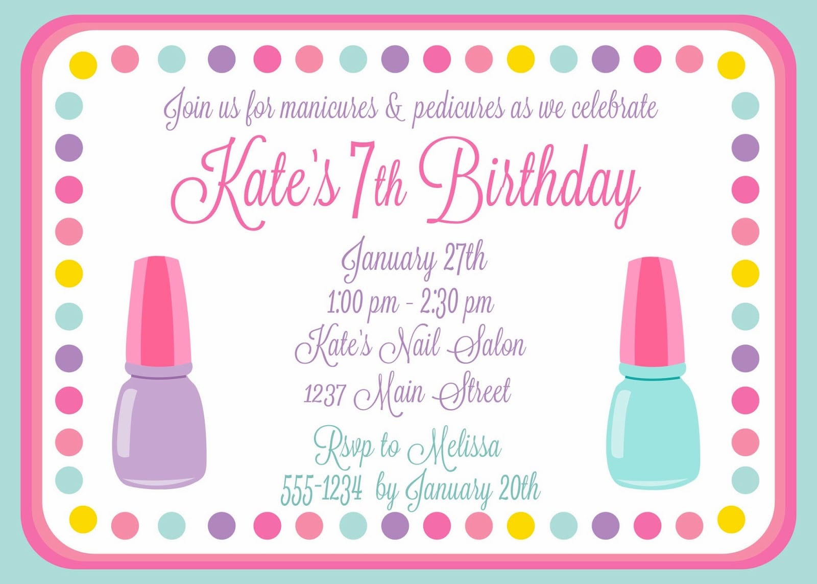 7th Birthday Party Invitation