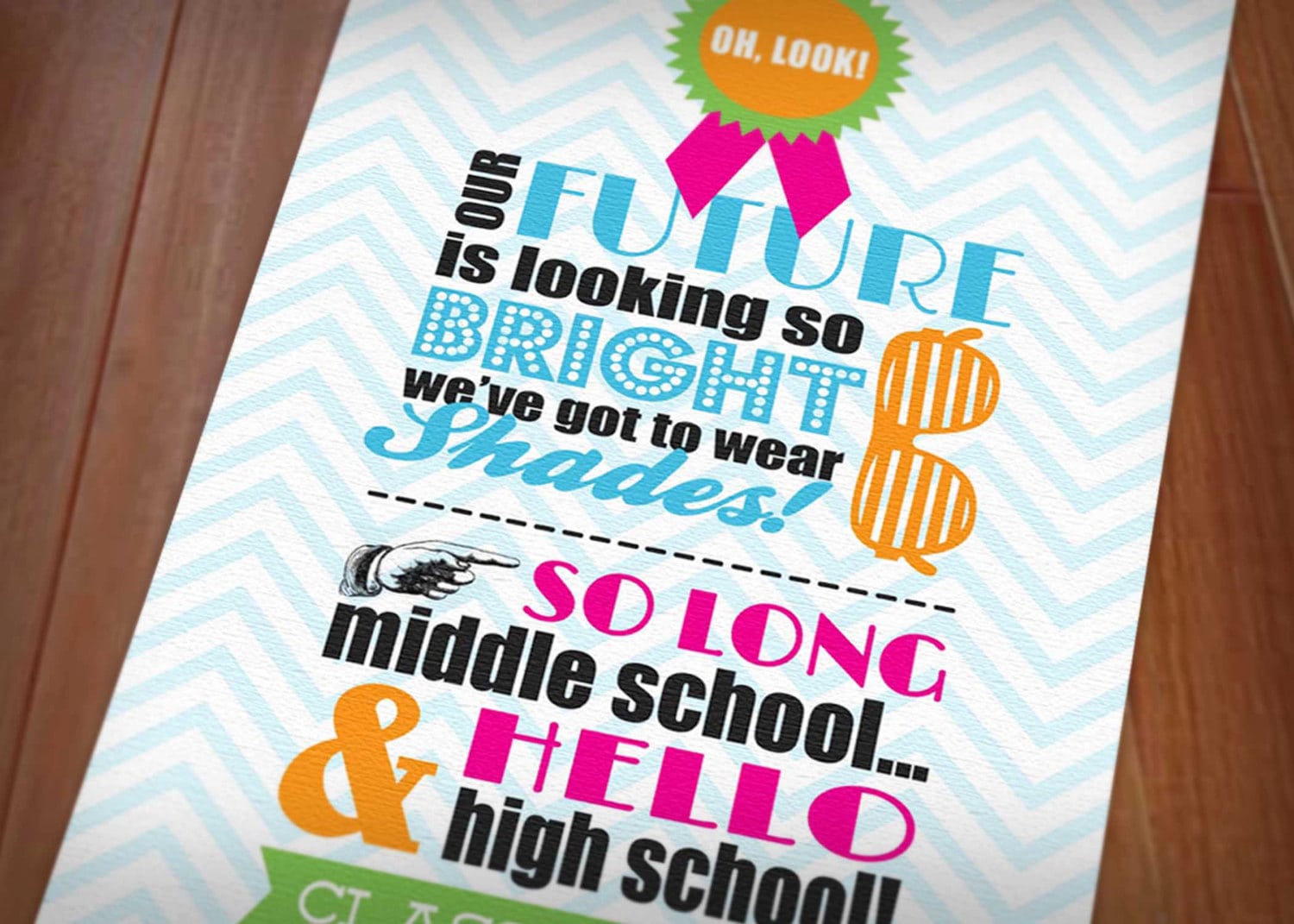 80's Bright Shades Graduation Party Printable Invitation