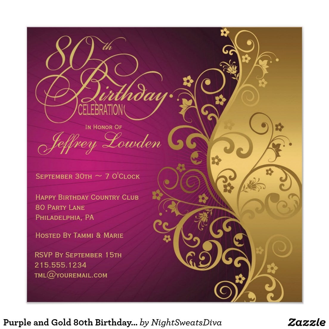 80th Birthday Party Invitations