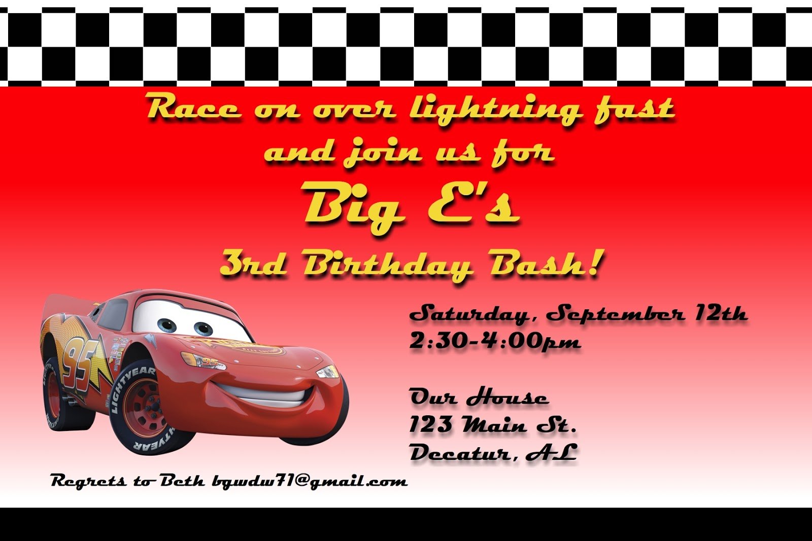 A Disney Mom's Thoughts  Car's Birthday Party Invitation