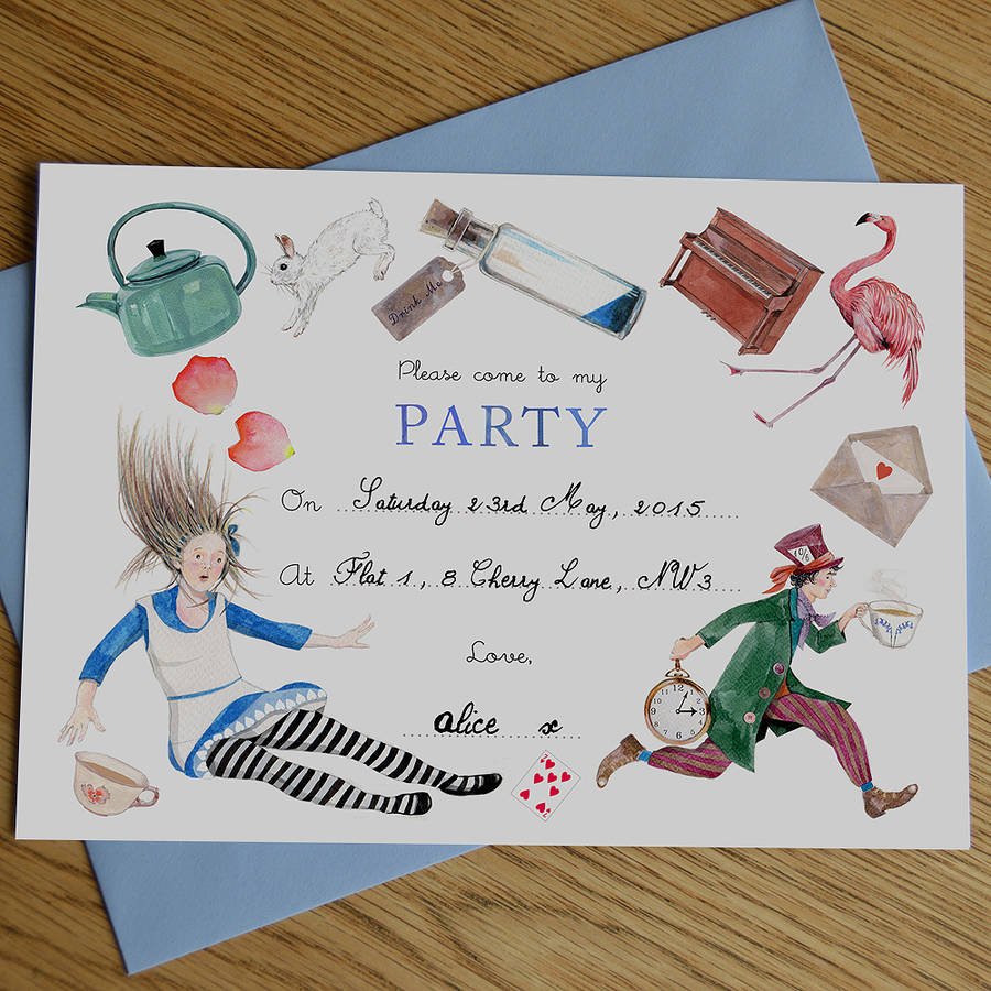 Alice In Wonderland Mad Hatter Tea Party Invitations By Naomi Stay